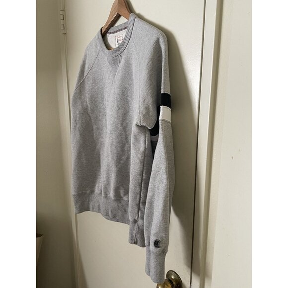Todd Snyder x Champion Grey Banded Arm Stripe V Crewneck Sweatshirt Large - Picture 7 of 14